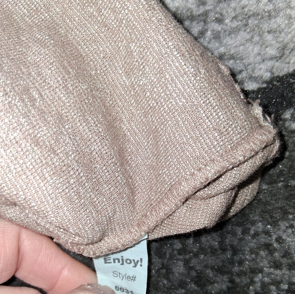 EUC Michael Stars One Size Light Brown Tan Sparkly Long Sleeved Tshirt! - Picture 5 of 8